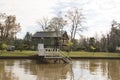 Wooden dock seen from boat in the Delta del Parana, Tigre Buenos Aires Argentina Royalty Free Stock Photo