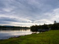 Wooden Dock on Shore of River in Maine Royalty Free Stock Photo