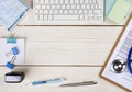 Wooden doctor desk with copy space in the middle