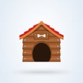 Wooden dog house flat style. icon isolated on white background. Vector illustration Royalty Free Stock Photo