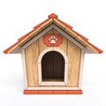 Wooden dog house Front view 3D Royalty Free Stock Photo