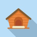 Wooden dog kennel icon flat vector. Cabin space