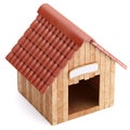Wooden doghouse isolated on white background Royalty Free Stock Photo