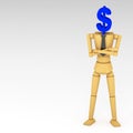 The wooden doll with dollar sign Royalty Free Stock Photo