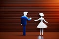 Two humanoid dolls representing a couple getting divorced_1. Generative AI