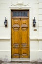 Wooden door and antique luminaires