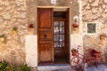 Wooden door with bicycle