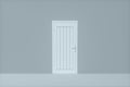 Wooden door with blank grey wall, 3d rendering