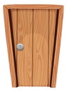 Wooden door in cartoon style. House entry symbol