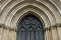 The wooden door and carved stone entrance of the medieval York Minster