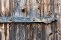 Wooden door of a characteristic stable for German moorland sheep in the natural preserve Lueneburger Heide