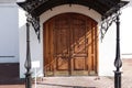 Wooden door with crucifixes of the Orthodox Cathedral