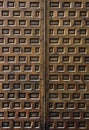 Wooden door with decorative square