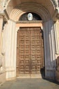 Wooden door, Parma cathedral, Italy Royalty Free Stock Photo