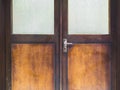 Wooden door frame with handle Royalty Free Stock Photo