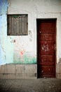 Wooden door and graffiti Royalty Free Stock Photo