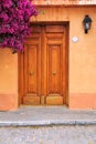 Wooden door of a house in historic quarter of Colonia del Sacramento, Uruguay Royalty Free Stock Photo