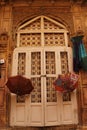 A wooden door in a house