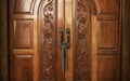 Wooden door with lock chain Royalty Free Stock Photo