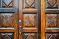 Wooden door with lock and knocker