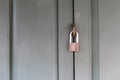 Wooden door lock by Steel padlock. Royalty Free Stock Photo
