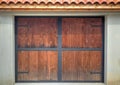 Wooden door with metal ornaments Royalty Free Stock Photo