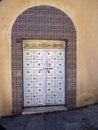 Wooden door of old houses, hamlet in mountains, Oman Royalty Free Stock Photo