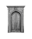 Wooden door in an old Italian house, isolated on white background, clipping path. Royalty Free Stock Photo