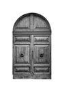 Wooden door in an old Italian house, isolated on white background, clipping path. Royalty Free Stock Photo