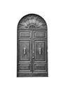 Wooden door in an old Italian house, isolated on white background, clipping path. Royalty Free Stock Photo