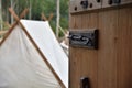 Wooden door opening to ancient viking village Royalty Free Stock Photo