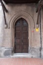 Wooden Door with Ornate Details in the Garden of Saint Antoine Church, Istanbul