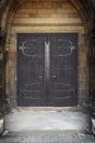 Wooden door at church entrance Royalty Free Stock Photo