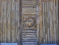Wooden door with rhomb closeup