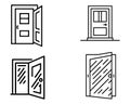 Wooden door set vector on white background stock illustration