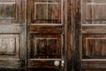 old vintage wooden door with small handle.Background horizontal Royalty Free Stock Photo