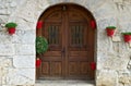 Wooden door of a Spanish house Royalty Free Stock Photo