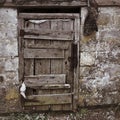 Wooden door to an ancient coal house