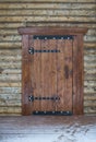 Wooden door of traditional beam country house