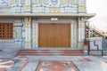 Wooden door and wall detail of Temple of Lord Shiva at Siddhesvara Dhaam in Namchi. Sikkim, India Royalty Free Stock Photo