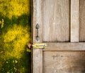 A wooden door with the wall in Hoi An, Vietnam Royalty Free Stock Photo