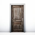 Eerily Realistic Wooden Door With Frame In Muted Tonalities