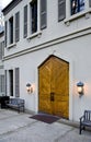 Wooden door at winery entrance Royalty Free Stock Photo