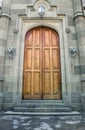 Wooden doors in ancient castle