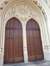 Wooden doors of a church Royalty Free Stock Photo