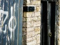 Wooden doors with graffiti detail farmhouse