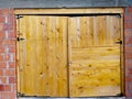 Wooden doors of yellow color Royalty Free Stock Photo