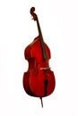 Wooden double bass on white background with stand Royalty Free Stock Photo