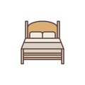 Wooden Double Bed vector concept colored icon