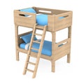 Wooden Double Bunk Bed Isolated